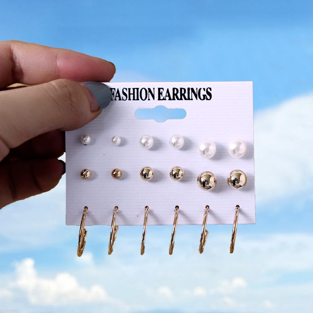 iF ME Fashion Pearl Earring Set Women Luxury Butterfly Love Heart Gold Stud Earrings Resin Hoop Earrings Jewelry Accessories