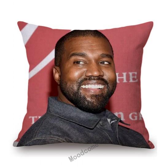 Lovely Funny Kanye West Funny Face Celebrity Portrait Art Hollywood Cotton Linen Sofa Throw Pillow Case Decorative Cushion Cover
