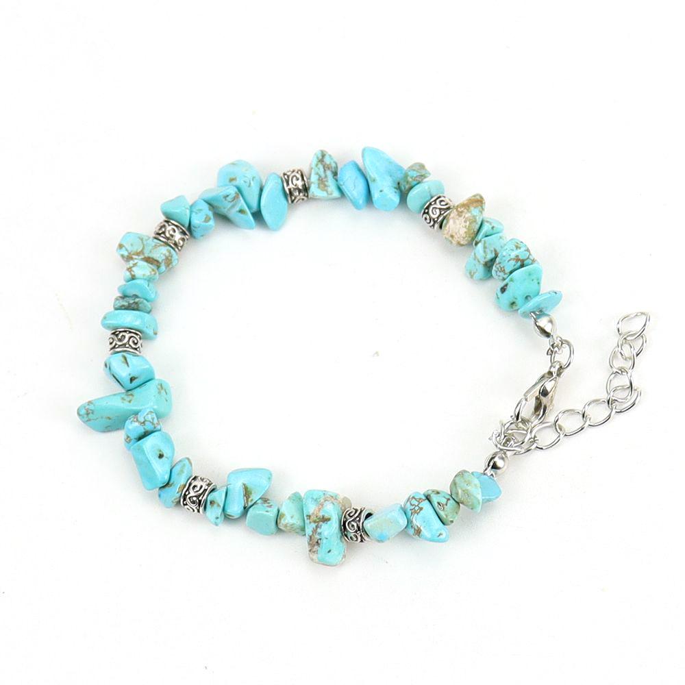 Handmade Beaded Natural Stone Crystal Gravel Alloy Bracelet Bracelet Bracelet Adjustable Multi-Color B28
