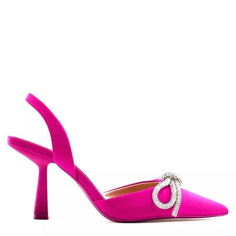 Spring and Summer New Products Bow Rhinestone High-heeled Sandals Women's Thin Heels Pointed Back Empty Fashion Women's Sandals