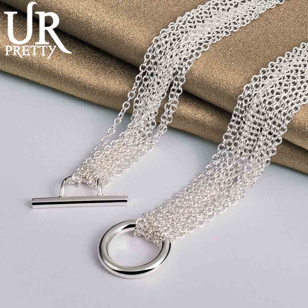 925 Sterling Silver Women's Multi Line Heart-shaped Fashion Wedding Jewelry