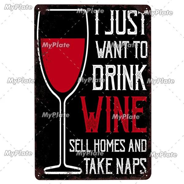 WINE Metal Sign Vintage Plaque Tin Sign Plate Wall Decor For Bar Club Man Cave Wine Kiln Art Painting Alcohol Poster