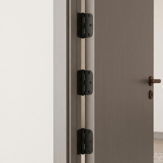 1/5Pcs Rounded Matte Black Door Hinges Flat Iron Bifold Residential Standard Bedroom Indoor House Door Hardware Essentials Accessories