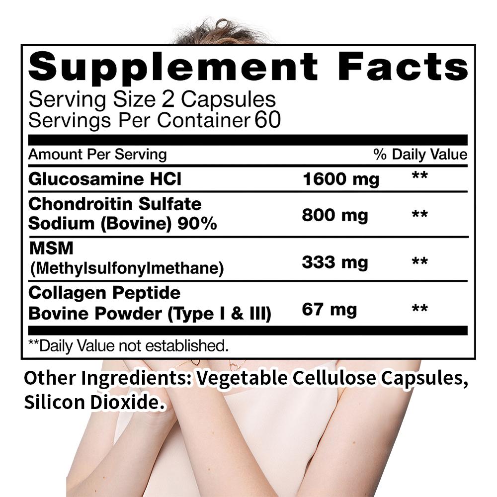 Glucosamine and Chondroitin Sulfate Collagen MSM 2800 Mg High Strength 120 Capsules