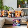 Cute Kitten And Floral Design Pillowcase Bedroom Sofa Cushion Cover 100% Polyester Living Room Cushion Pillowcase Home Decor