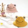 Adult Kids Bucket Hat Cute Frog Anti Sun Wide Brim Foldable Fisherman Cap for Outdoor