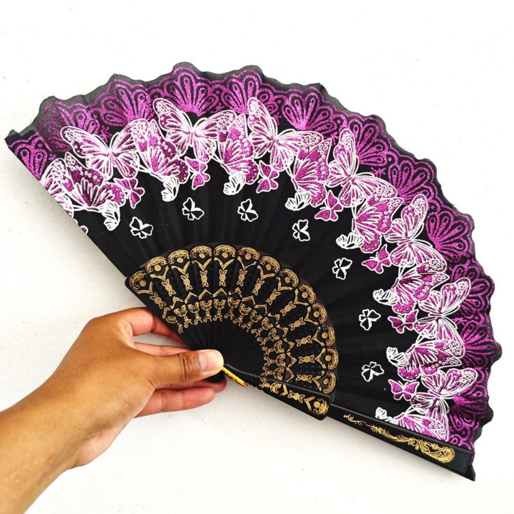 Embroidered Folding Fan Hot Stamping Handheld Fan Gifts Hand Held Party Decoration