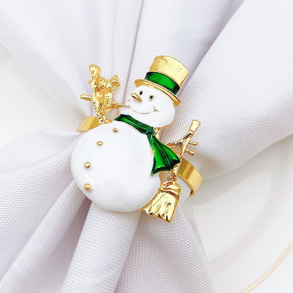 Christmas Napkin Rings Set of 6 Snowman Metal Napkin Ring Holders for Dining Table Decor for
