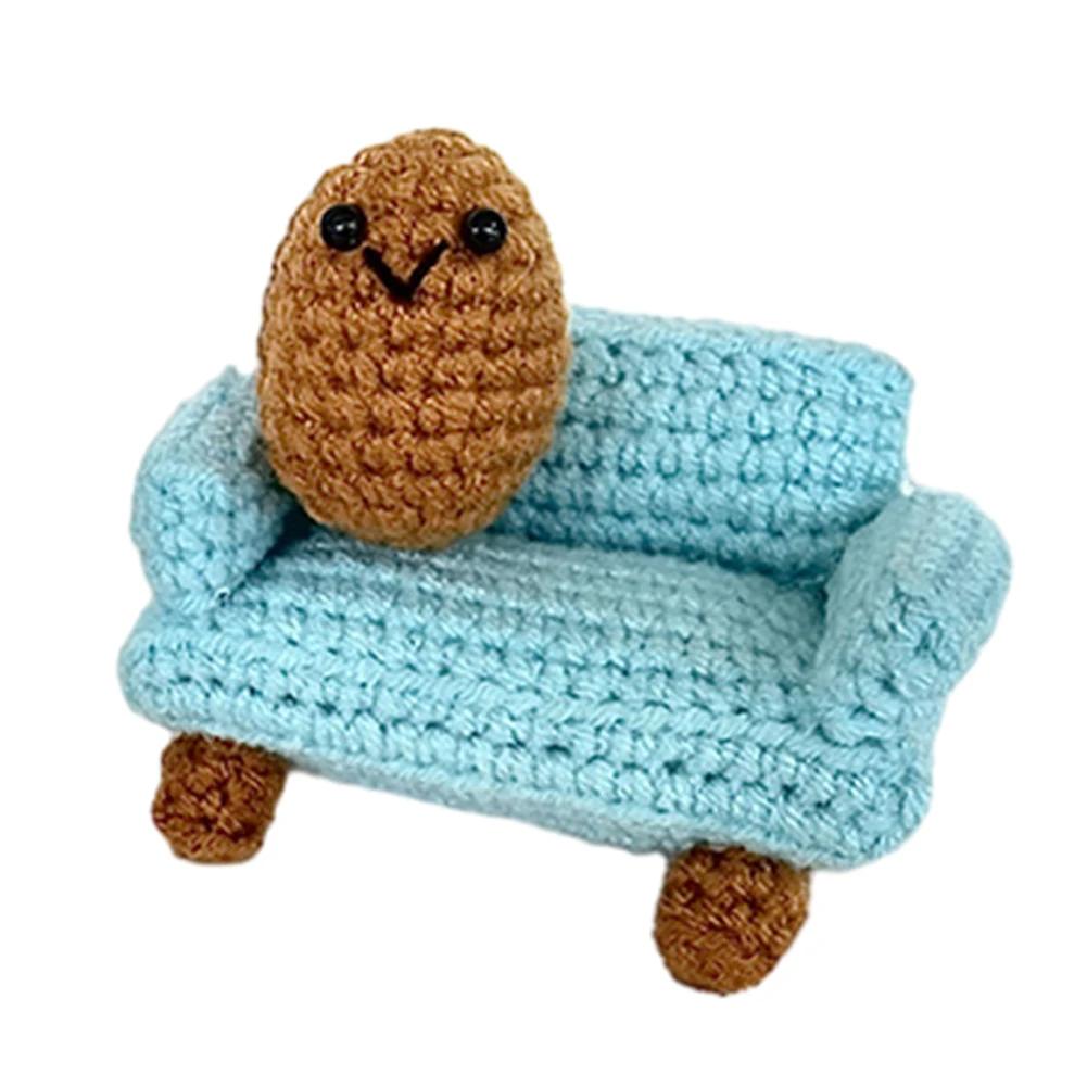 Gestricktes Avocado-Spielzeug mit Karte Kreative Positive Energie Kartoffel Umarmung Tasche Mini Handgemacht Plüsch Wolle Häkelpuppen Deko Ornamente