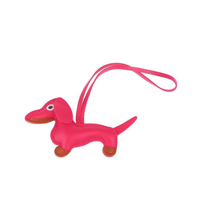 1Pc Men'S Car Dachshund Keychain Pu Leather Dog Keychains  For Women