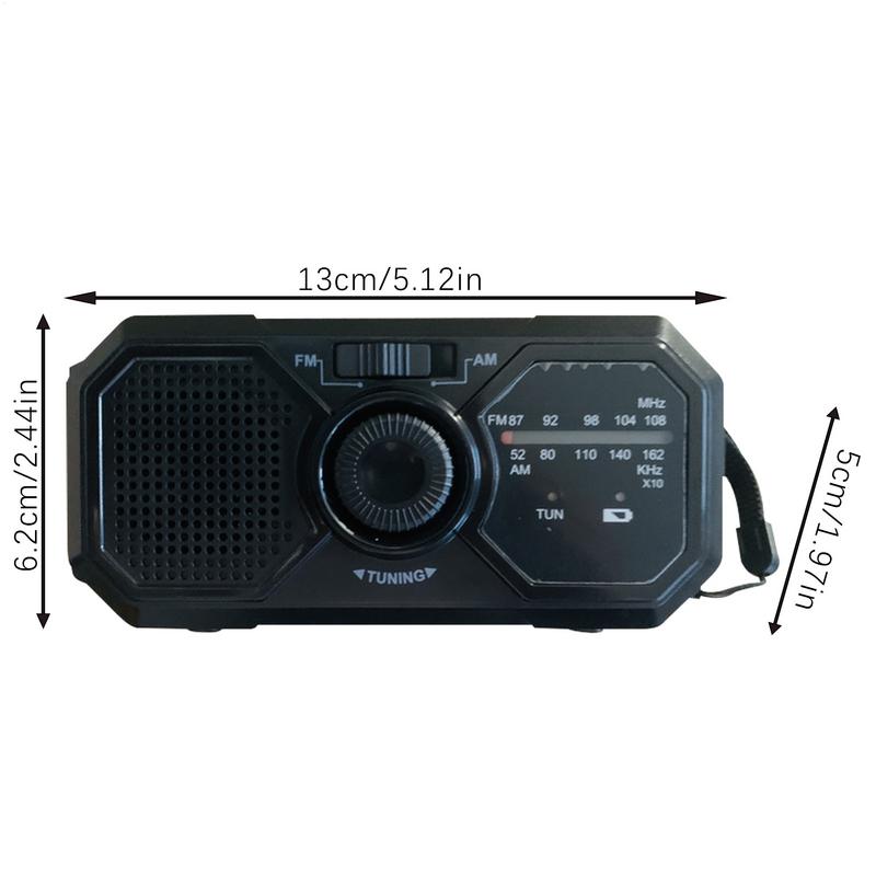 Portable Radio with Flashlights Durable Solar Powered Hand-Cranked Radio Wind Up Solar Radio for Outdoor Camping Survival