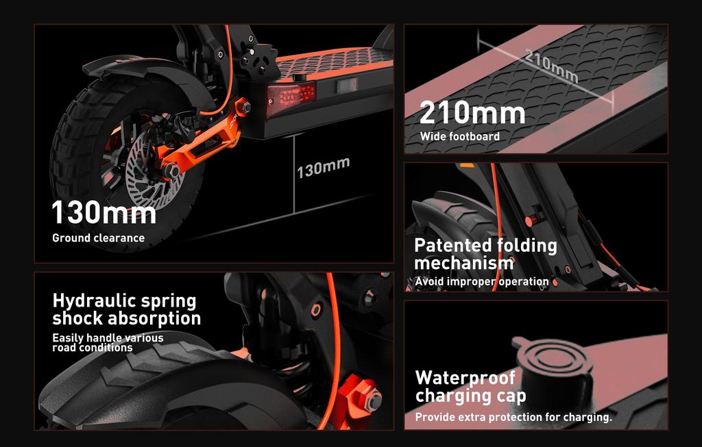 JOYOR T6 48V 18Ah Foldable Electric Scooter, 600W Motor, 70km Range, 25km/h, Off-Road Tires, Hydraulic Suspension for Adults Commuting