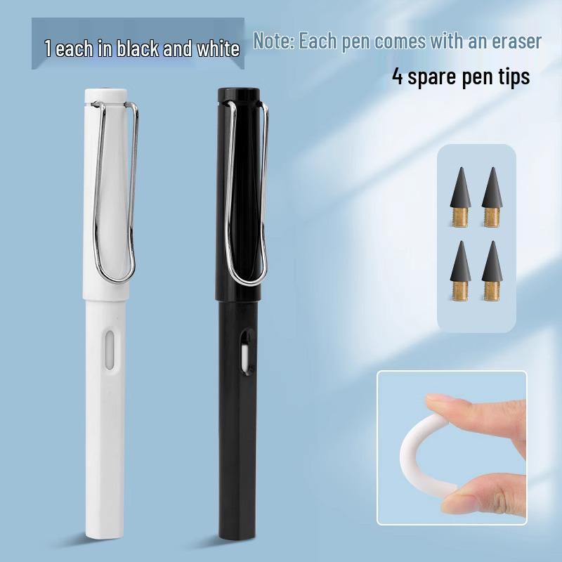 Black Tech Eternal Pencil: No Sharpening Needed, Break-Resistant Mechanical Lead, Ideal for Students and Children.