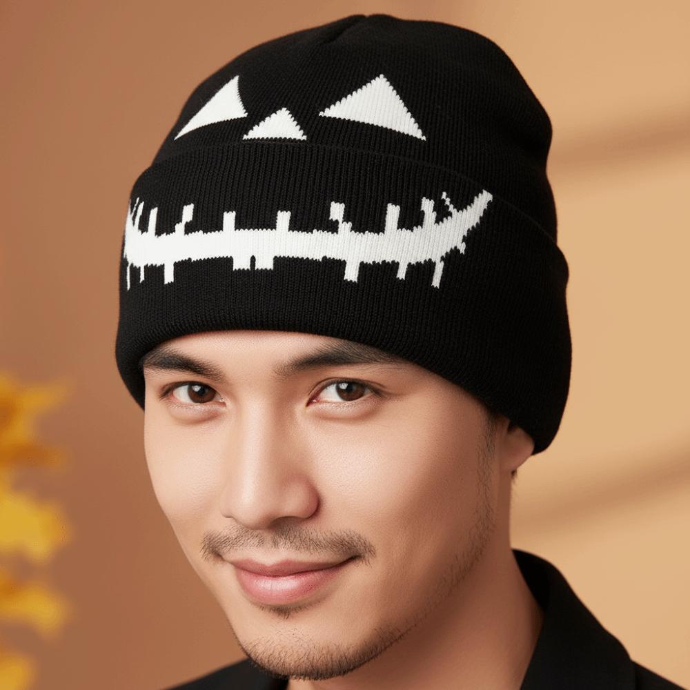 Pumpkin Orange Halloween Knitted Cap Knitted Fabric Hip Hop Skullcap Pumpkin Beanie Hat Teens