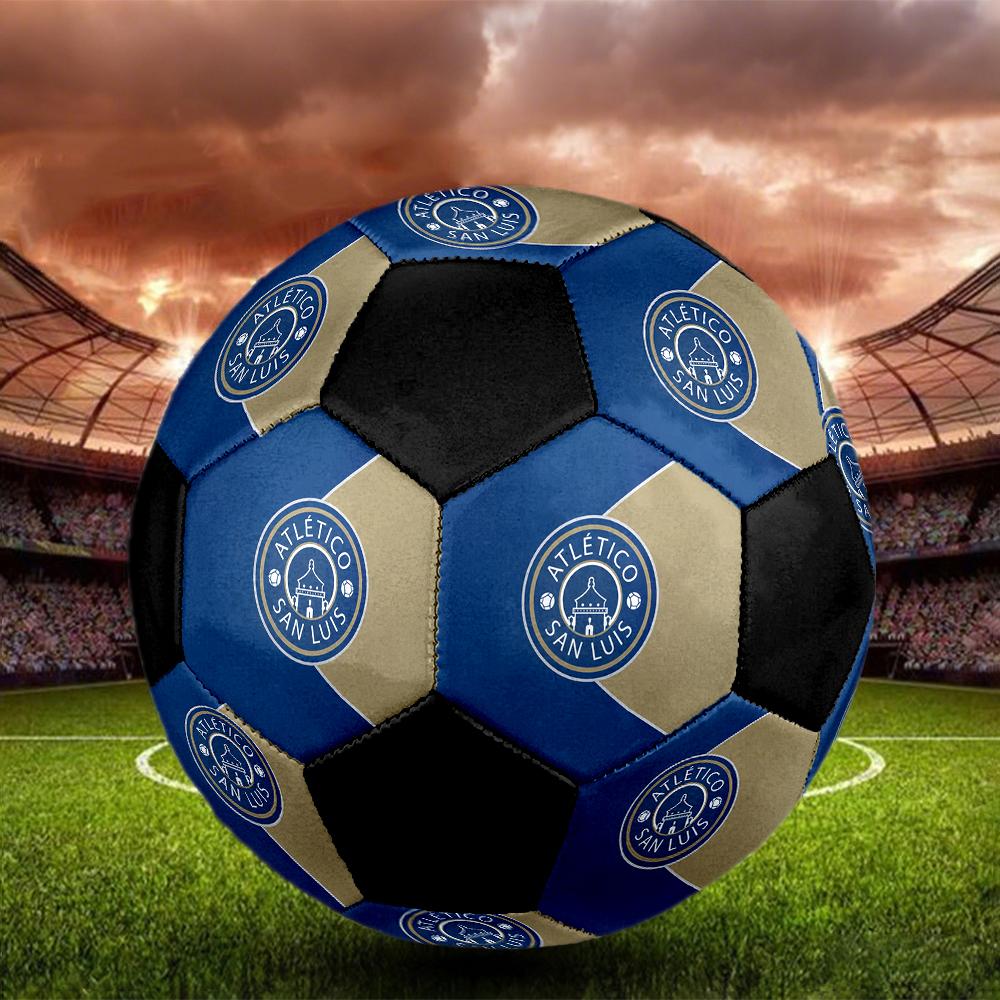 SIZE 5 Atlético San Luis Soccer Ball Colorful All Ages Machine Stitched PVC Competition Ready Durable High-Bounce