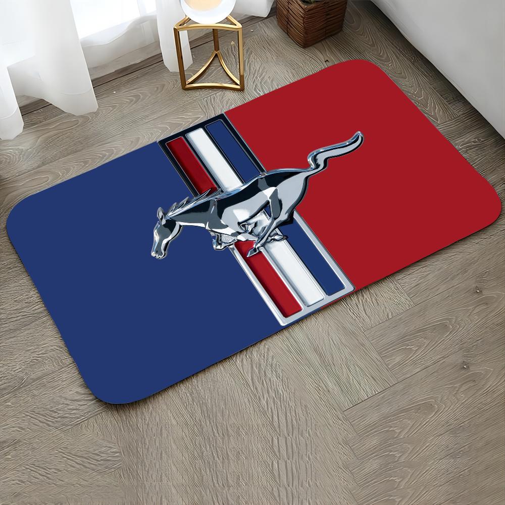 

M-Mustang Car Logo Printed Floor Mat Home Bedroom Kitchen Non-slip Floor Rug, Absorbent Anti-fouling Door Mats 40x60cm