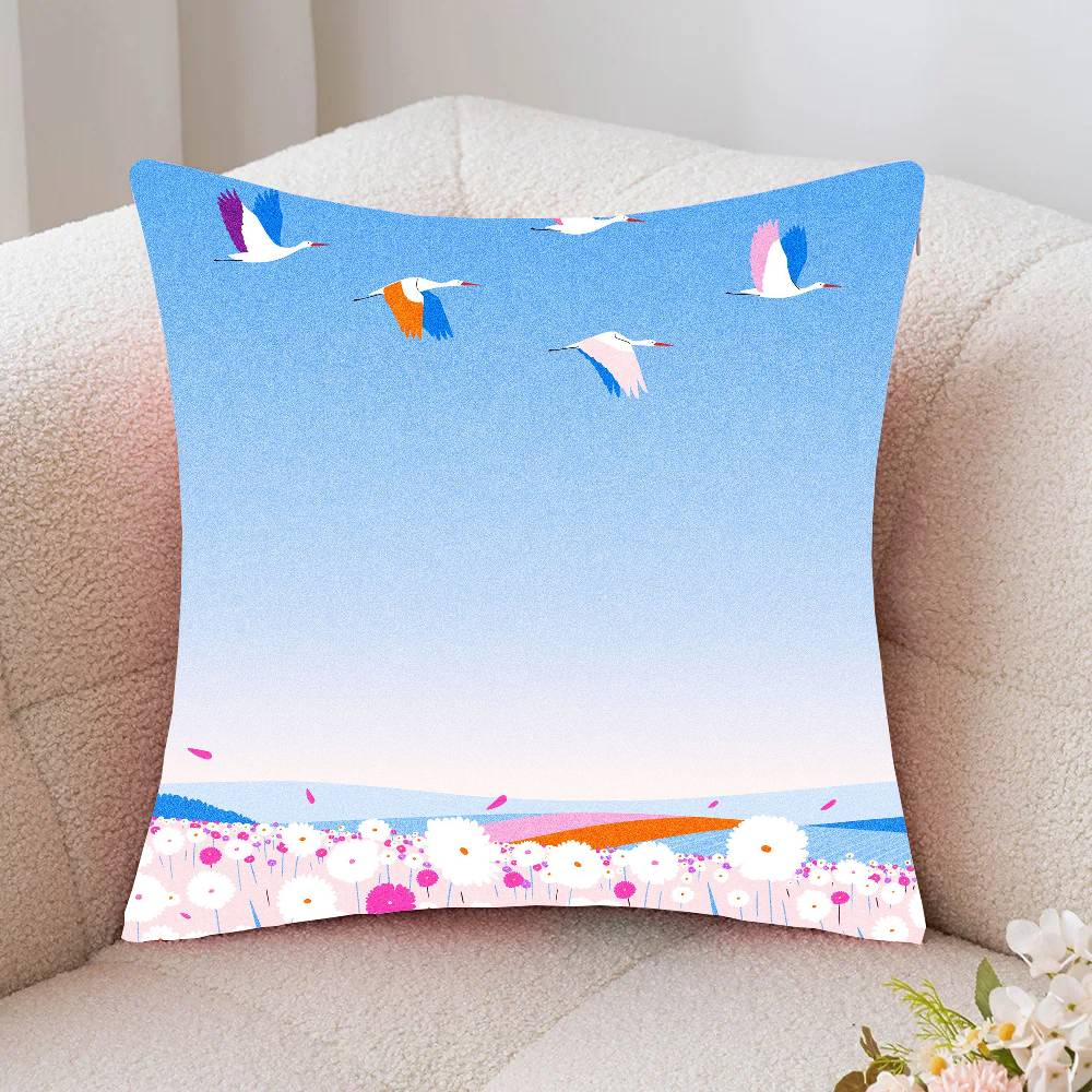 Vintage Maritime Surfing Beach Pillow Case Fashion Square Pillowcase Bedroom Sofa Room Ins Decoration Leisure