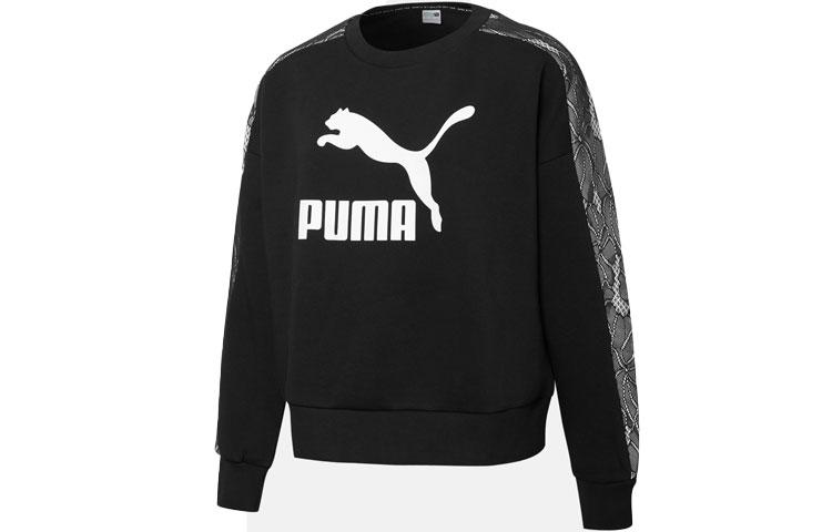 PUMA Sweatshirts Women s Black Crew Neck Moderate Regular 530306-01 M