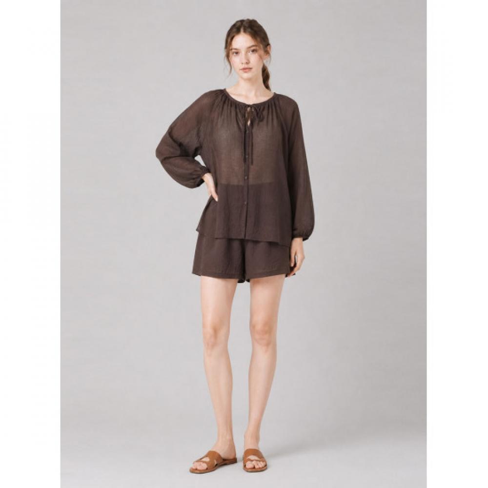 Maribon Sheer Blouse Shorts Set
