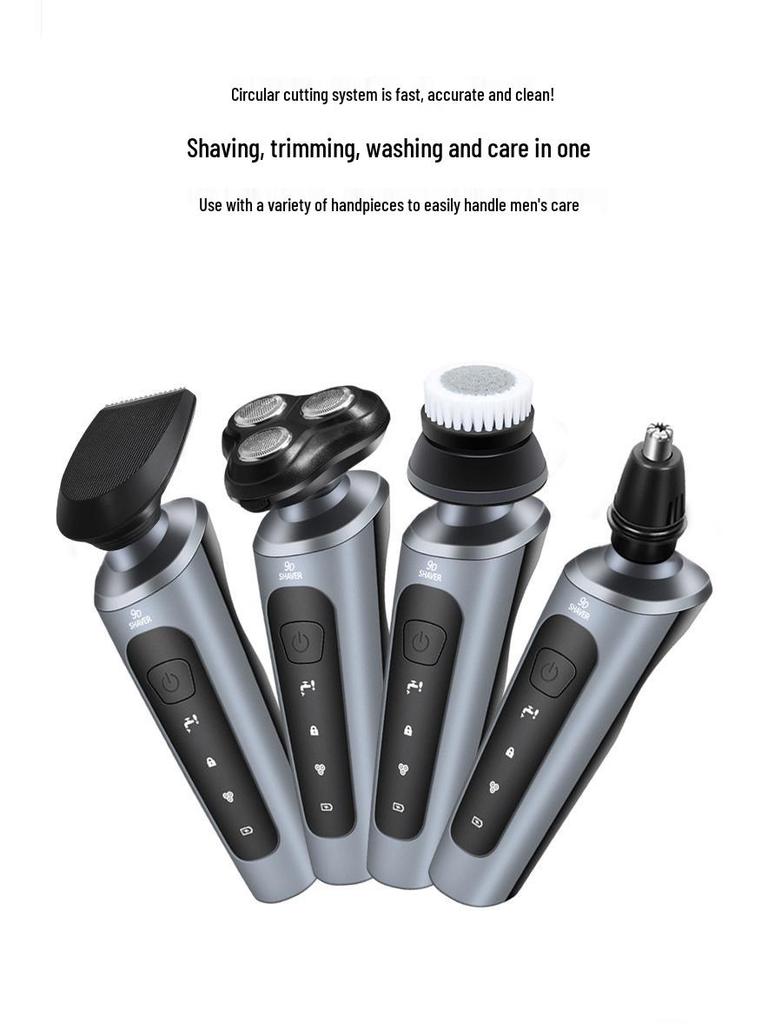9D Multi-Function Electric Shaver, Full Body Washable, 3-in-1 USB Car Rechargeable Beard Trimmer
