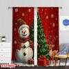 Set Of 2 Plane Printing Curtains Christmas Tree Snowman Deer Holiday Versatile Durable Polyester Without Rod Sheer Made