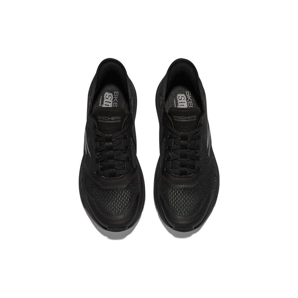 Skechers Max Cushioning Comfortable Round Toe Mesh Low Top Running Shoes Men Sneaker Black 220313-BBK