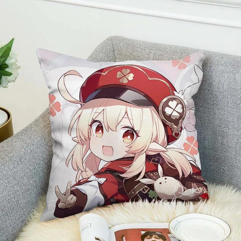 Genshin Impact Pillow Covers Decorative Cushions Cover for Sofa Pilow Cases Sleeping Pillows Pillowcase Fall Decor 45x45 Cushion