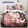 Hello Kitty Pink Pattern Bedding,Quilt Set Quilt Cover Pillowcase Home Birthday Gift(1 * Duvet Cover + 2 * Pillowcase, Without Core)