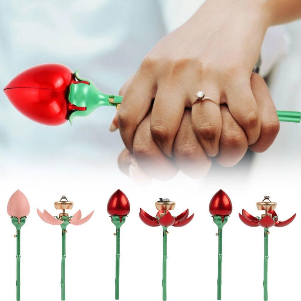 Waterproof Flower Ring Box Elegant Auto Blooming Ring Box Proposal Ring Box Engagement