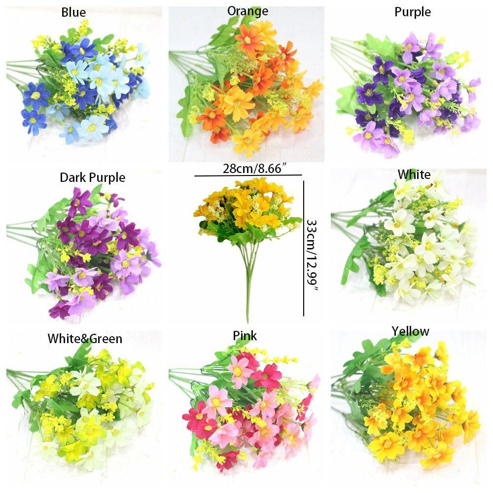 7-pronged Simulation Flower Cute Silk Flower 28 Heads Artificial Daisy Outdoor Floral