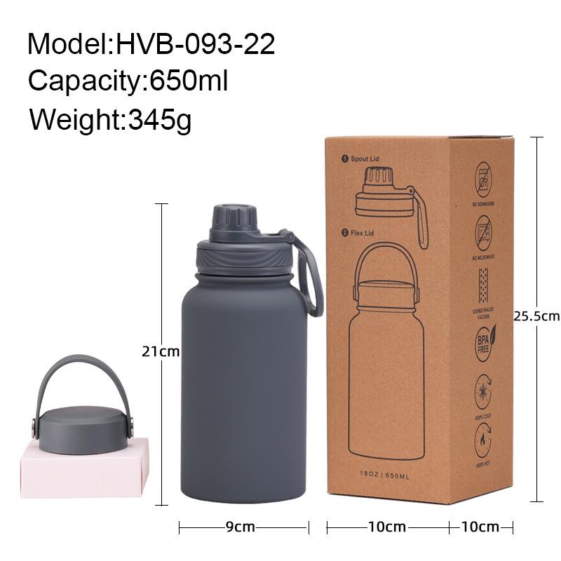 Ein Becher mit Doppelwand 650 ml Edelstahl Thermosbecher Große Kapazität Wasserbecher Tragbar Outdoor Doppelwandig Trinkflasche Sportkessel