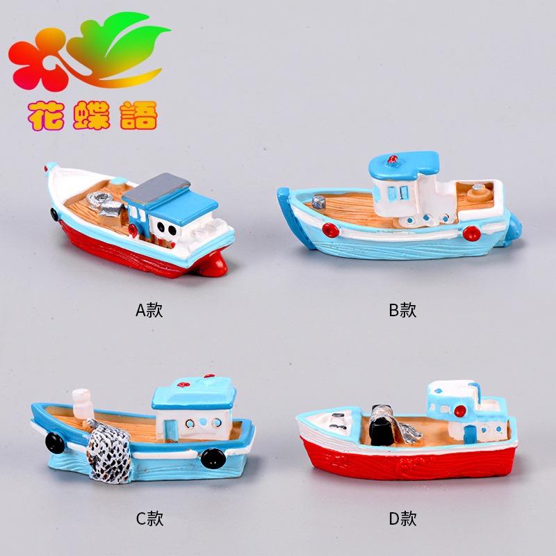 Mediterranean Fishing Boat Mediterranean Style Boat Micro Landscape DIY Resin Craft Boat Ornaments Pirate Ship