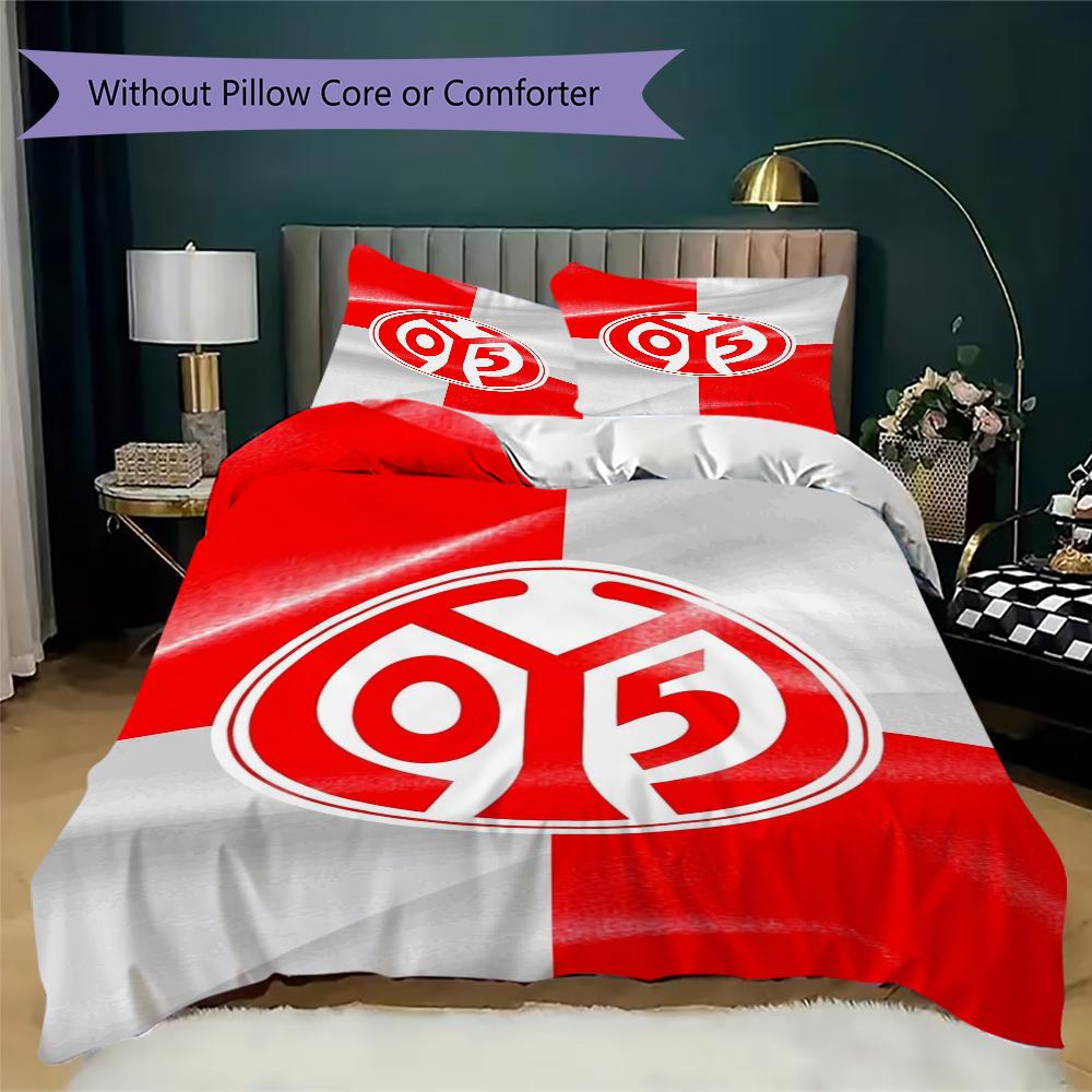 FSV Mainz 05 Pattern Bedding Uilt Set Uilt Cover Pillowcase Home Decoration Birthday Gift (1 * Duvet Cover + 2 * Pillowcase Without Core)