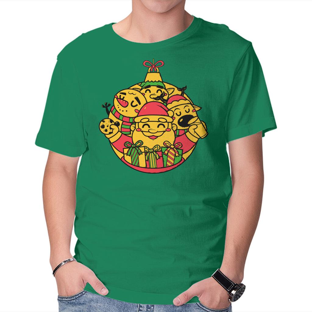 Unisex Crew Neck T-Shirt Xmas Doodle Ornament Graphic Short Sleeve Casual Tee