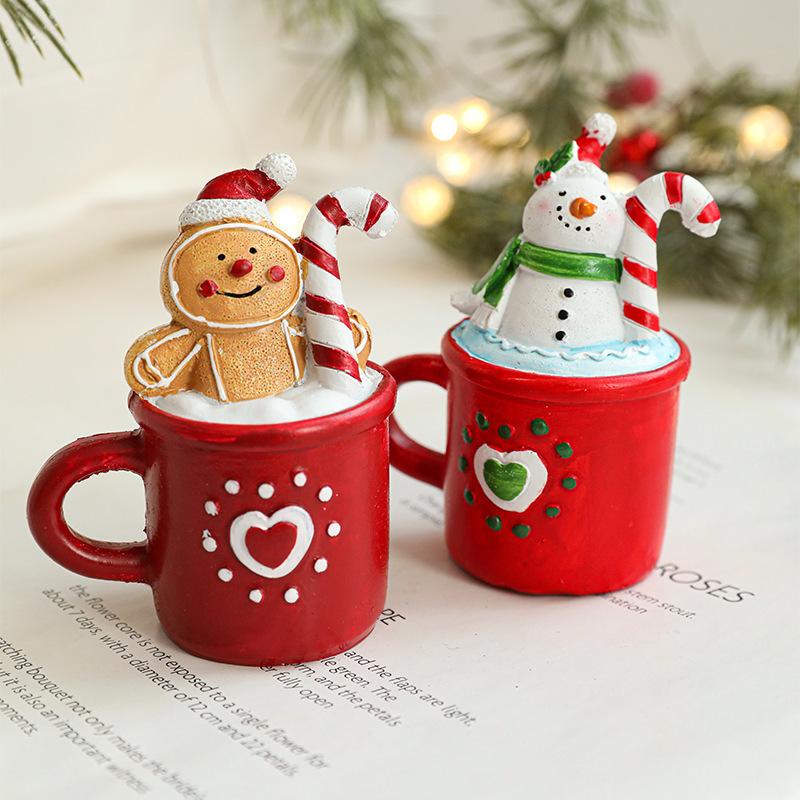 Resin Christmas Mug Desktop Ornament Cartoon Creative Santa Claus Christmas Decoration Creative Gift