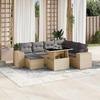 Vidaxl 8-Cz. Garden Furniture Set With Cushions, Beige, Poly Rattan