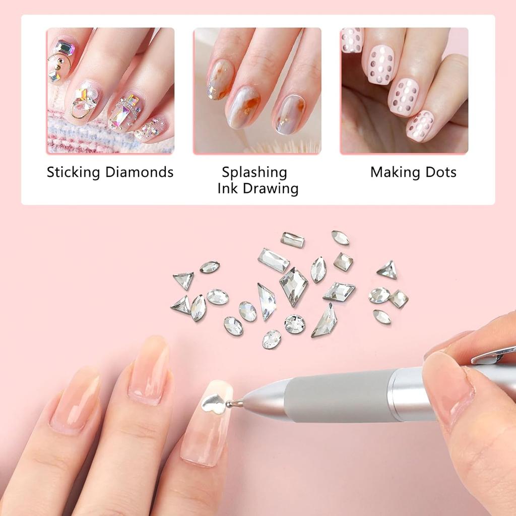 ANGNYA Dotting Tool Nail Art, 5-IN-1 Ballpoint Pen Design Nail Dotting Tool for Painting with Size Marking and Pressing Head, Nail Tools for Nail Art