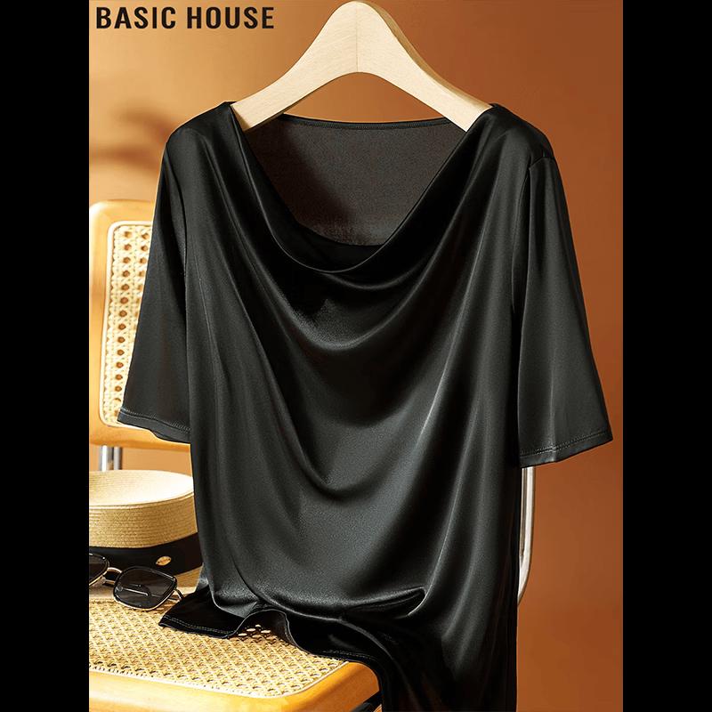 Basic House Draped Neck Short Sleeve T-Shirt M