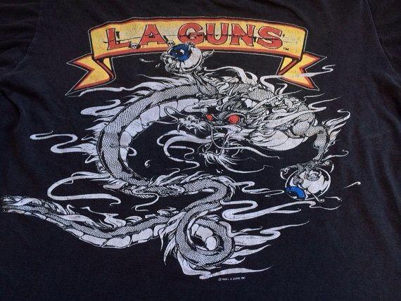 Hot LA GUNS Shirt 1989 Vintage TOUR All size Black T-Shirt E076