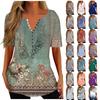 Camicia da donna Camicetta con bottoni Stampa vintage sfumata Manica corta Casual Basic Top Pullover