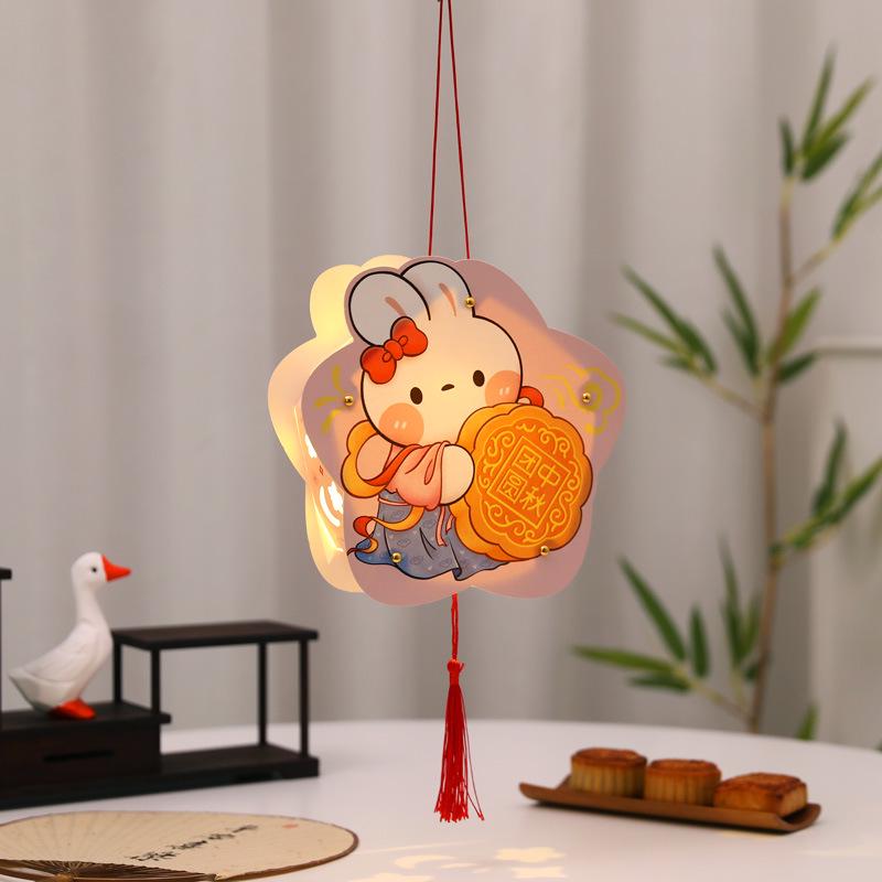 Children's DIY Luminous Rabbit & Flower Lantern Kit for Mid-Autumn Festival