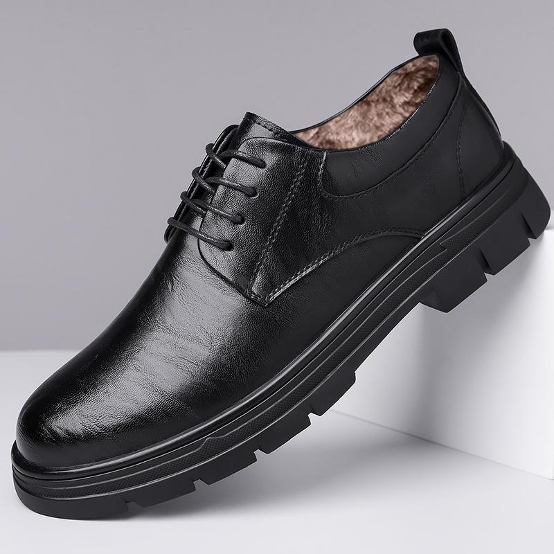 Fashion Autumn Winter English Platform Casual Derby Shoes for Men Fashion Casual New Designer Black Wedding Shoes Male Warm Cotton Shoes