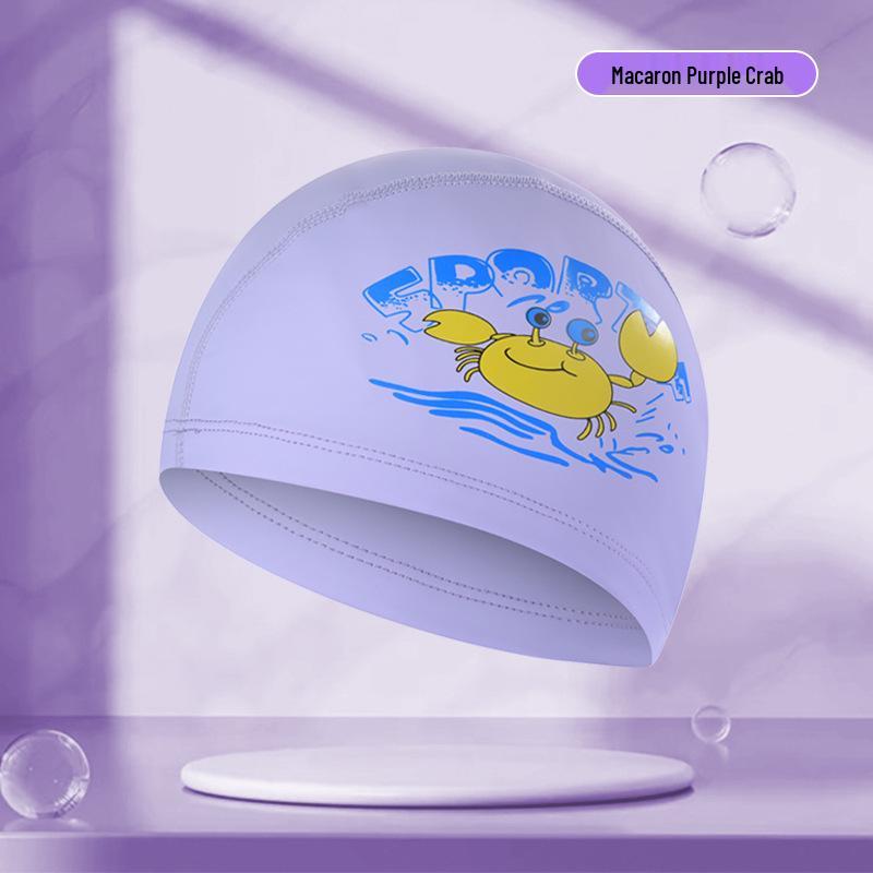 Kids' Cartoon Swim Cap with Waterproof Ear Protection & High Elasticity - Comfortable PU Cap for Boys & Girls, Customizable Logo Available.