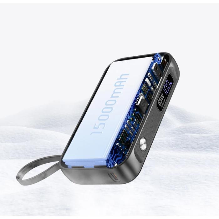 Essager 15000mAh Portable Power Bank In With USB C Cable External Spare Battery Pack for iPhone iPad Macbook 65W Fast Charger