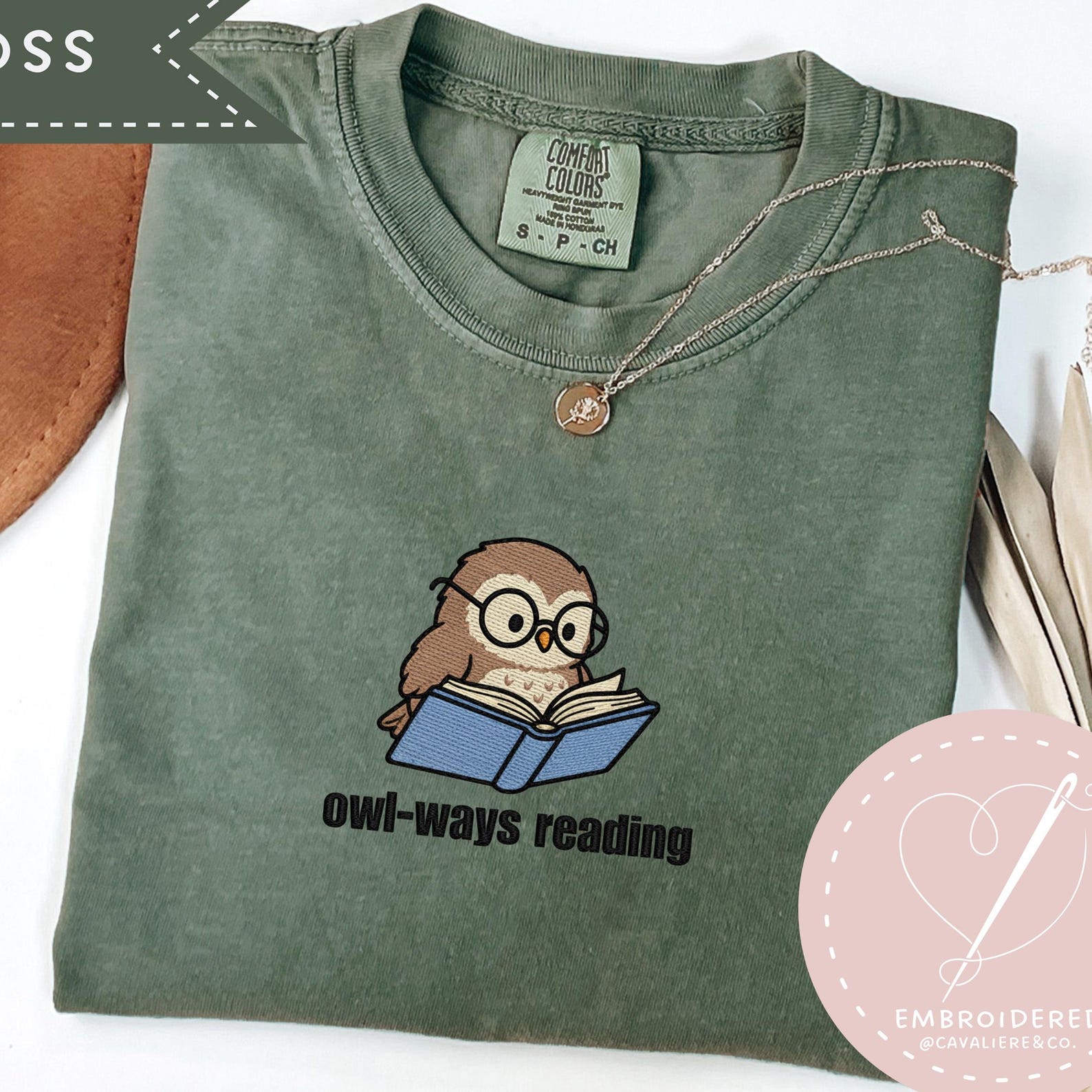 Embroidered Owl-Ways Reading Shirt, Comfort Colors Reader Tshirt, Gift for Book Lover 2XL
