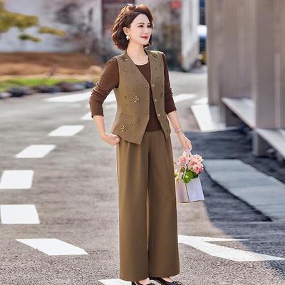 Elegant Spring/Autumn Three-Piece Outfit Set for Middle-Aged Women 2026