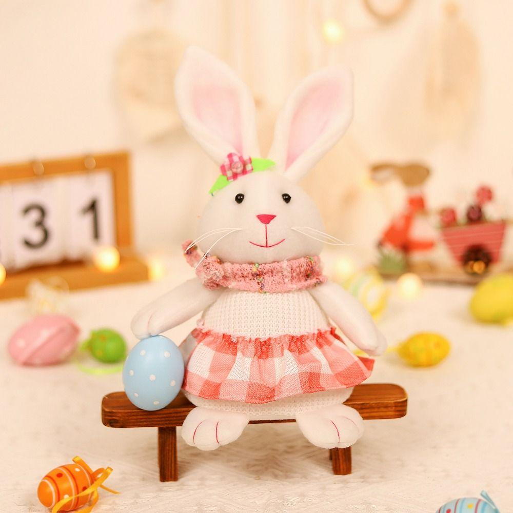 Holding Carrot Easter Rabbit Ornaments Plush Cartoon Rabbit Doll  Festival Decoration