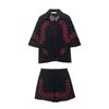 Kaslead New Women clothes Western Style Fashion Simple Embroidery Shirts Shorts 5107072 5107071