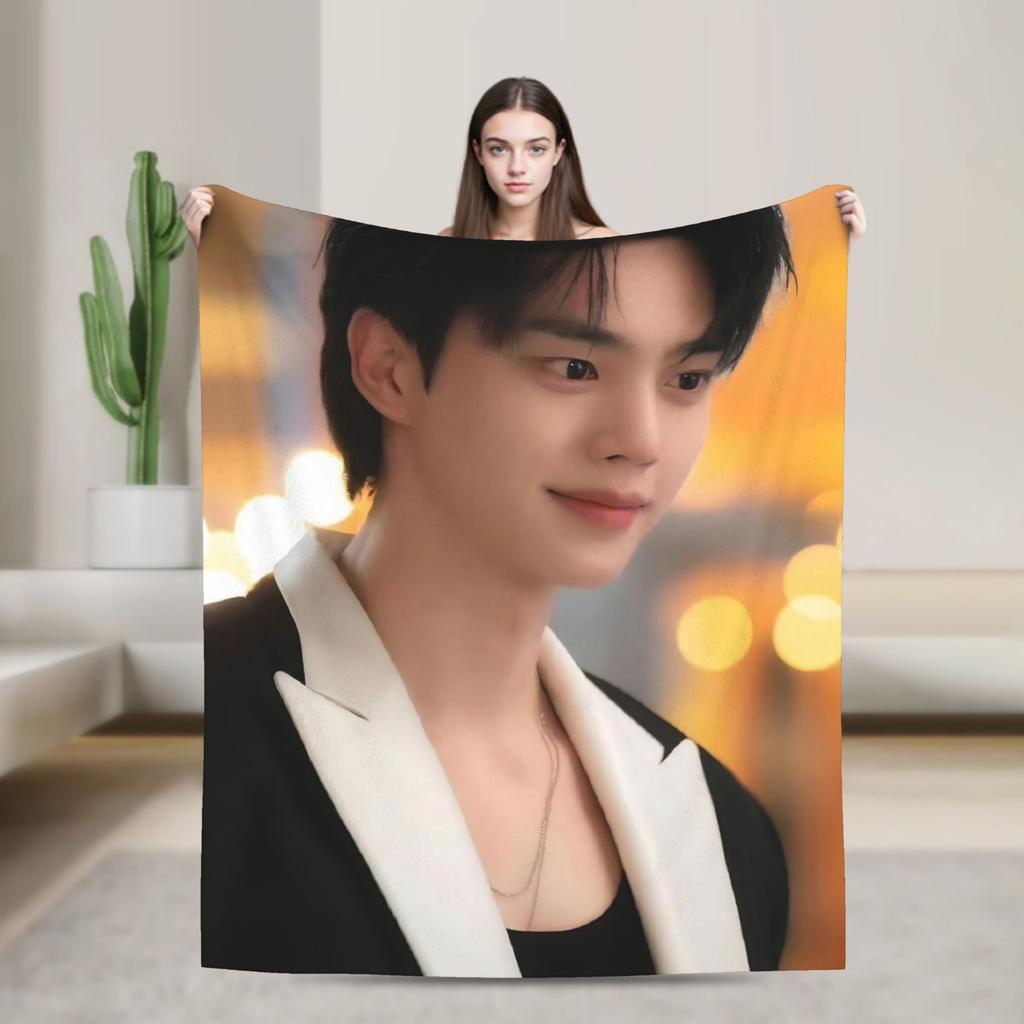 Song Kang my demon actor   Flannel Blankets  Super Soft Throw Blanket for Bedroom Camping Novelty Bedspread Sofa Bed Cover
