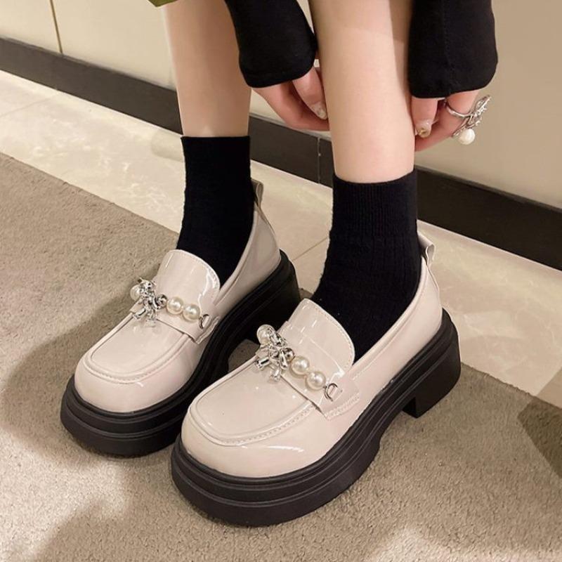 

Autumn pearl height increase women s new fashion versatile small Mary Jane small leather shoes 39